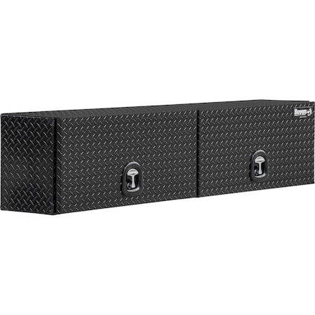 Buyers Products 16x13x72 Inch Gloss Black Diamond Tread Aluminum Topsider Truck Box with Flip-Up Doors 1721351